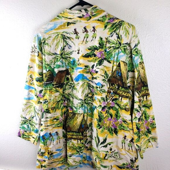 Chico's Additions Hawaiian Tropical Print Women's Zip Up Jacket Coat SZ 3/XL - Picture 5 of 15